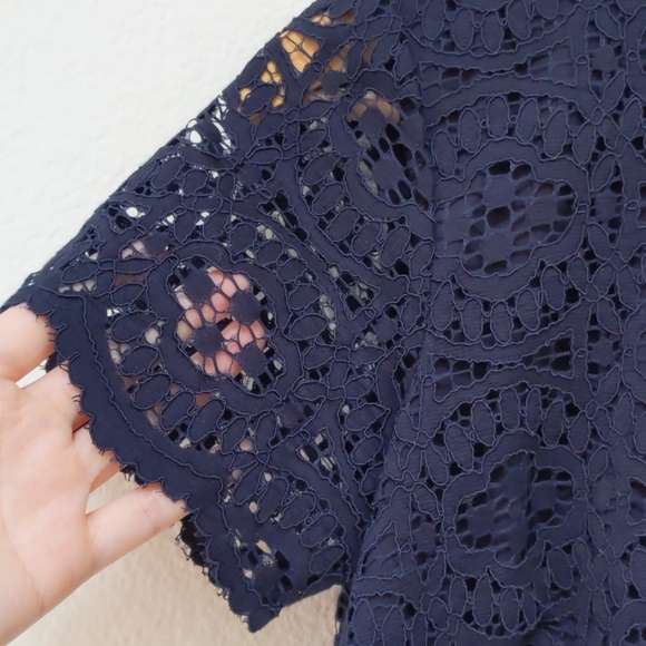 XSOLDX NWOT Ann Taylor Lace Shift Dress 0P Navy Blue $129 - Picture 9 of 11